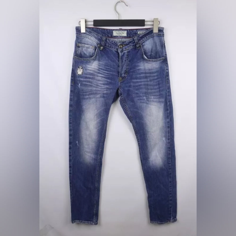 Philipp Plein Blue Cotton Denim 5-Pockets Medium Wash Straight Waist 32 Insea 30